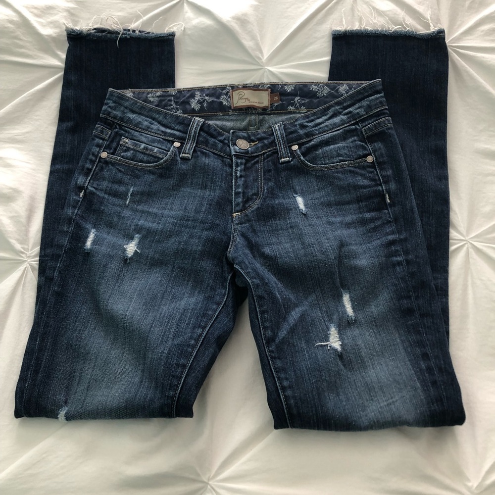 Dark Wash Distressed Women's Jeans - Unknown Brand - Blue